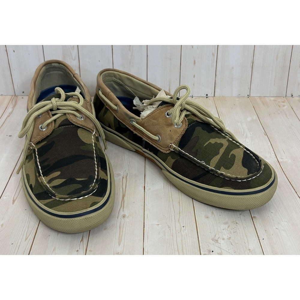Sperry Top Sider‎ Mens Size  11M Camouflage Green Boat Shoes Low Top Sneakers